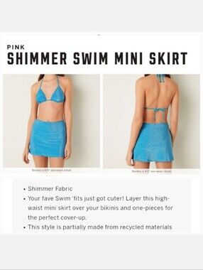 Victoria's secret pink shimmer swim mini skirt coverup LARGE MARINE BLUE